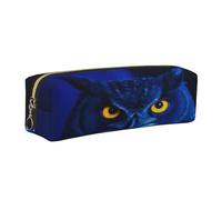 XKBFKLKMC Leather Pencil Case Blue Owl 3D Print Stationary Organizer Pu Leather Pencil Pouch - Zippered Pen Case for Students, College, School, Work, and Office