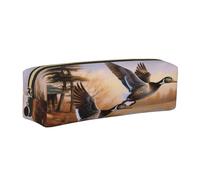XKBFKLKMC Leather Pencil Case Mallard Ducks 3D Print Stationary Organizer Pu Leather Pencil Pouch - Zippered Pen Case for Students, College, School, Work, and Office