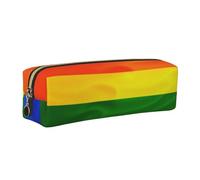 XKBFKLKMC Leather Pencil Case Rainbow Flag 3D Print Stationary Organizer Pu Leather Pencil Pouch - Zippered Pen Case for Students, College, School, Work, and Office