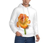 XKBFKLKMC Mens Hoodie Pullover Classic Hooded Gold Rose Floral Print Fashion Casual Long Sleeve Sweatshirt Hoody Top With Pocket