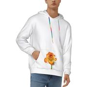 XKBFKLKMC Men'S Hoodies Pullover Classic Hooded Gold Rose Floral Print Fashion Casual Long Sleeve Sweatshirt Hoody Top With Pocket Colorful Drawstring
