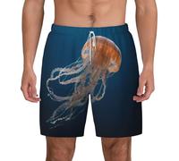 XKBFKLKMC Men's Swimming Shorts Jellyfish Men's Swim Trunks, 2 in 1 Quick Dry Double Beach Shorts Surfing Shorts Summer Holiday with Drawstring Pockets White
