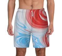 XKBFKLKMC Men's Swimming Shorts Red White and Blue Men's Swim Trunks, 2 in 1 Quick Dry Double Beach Shorts Surfing Shorts Summer Holiday with Drawstring Pockets