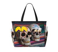 XKBFKLKMC Mexican Skull. Extra Large Beach Bags For Women, Waterproof Sandproof Large Pool Bag, Lightweight Shoulder Bag With Zip, Foldable Handbag For Travel Pool Shopping Holiday Gym