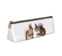 XKBFKLKMC Pen Case Leather Pencil Pouch Cute Squirrel Print Pencilcase Bag Stationery Organizer with Zipper for Women Men for School Office