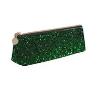 XKBFKLKMC Pen Case Leather Pencil Pouch Green Sequin Sparkle Print Pencilcase Bag Stationery Organizer with Zipper for Women Men for School Office