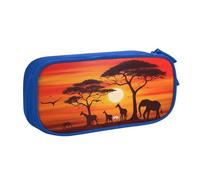 XKBFKLKMC Pencil Case African Animal Sunset Print Large Capacity Pencase with Compartments Zip, Pencil Pen Pouch Stationery Bag Storage Organizer for Boys Girls Students College School Office