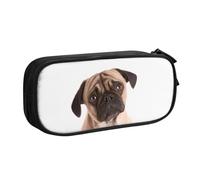 XKBFKLKMC Pencil Case Cry Pug Print Large Capacity Pencase with Compartments Zip, Pencil Pen Pouch Stationery Bag Storage Organizer for Boys Girls Students College School Office