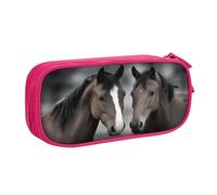 XKBFKLKMC Pencil Case Cute Two Horses Print Large Capacity Pencase with Compartments Zip, Pencil Pen Pouch Stationery Bag Storage Organizer for Boys Girls Students College School Office