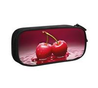 XKBFKLKMC Pencil Case Red Cherries Print Large Capacity Pencase with Compartments Zip, Pencil Pen Pouch Stationery Bag Storage Organizer for Boys Girls Students College School Office