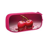 XKBFKLKMC Pencil Case Red Cherries Print Large Capacity Pencase with Compartments Zip, Pencil Pen Pouch Stationery Bag Storage Organizer for Boys Girls Students College School Office