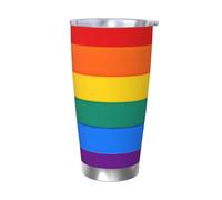 XKBFKLKMC Rainbow 20oz Insulated Stainless Steel Tumbler with Lids and Straws, Double Wall Vacuum Travel Coffee Mug, Thermal Cup for Cold & Hot Drinks, Reusable Metal Straw & Brush