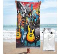XKBFKLKMC Soft Beach Towel Guitar Painting - Extra Large 160x80cm Microfiber Beach Towels,Quick Dry,Super Absorbent,Sand Free,Lightweight,Perfect For Travel,Swimming,Camping,Yoga