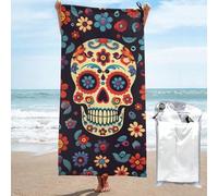 XKBFKLKMC Soft Beach Towel Sugar Skulls - Extra Large 160x80cm Microfiber Beach Towels,Quick Dry,Super Absorbent,Sand Free,Lightweight,Perfect For Travel,Swimming,Camping,Yoga
