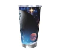 XKBFKLKMC Space Planet 20oz Insulated Stainless Steel Tumbler with Lids and Straws, Double Wall Vacuum Travel Coffee Mug, Thermal Cup for Cold & Hot Drinks, Reusable Metal Straw & Brush