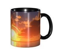 XKBFKLKMC Stylish Beach Sunrise Printed 11 Oz Two Tone Ceramic Mugs | Colorful Inside Coffee Cup | Double Color Tea Drinking Mug for Home, Kitchen, and Office