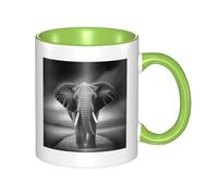 XKBFKLKMC Stylish Elephants Art Printed 11 Oz Two Tone Ceramic Mugs | Colorful Inside Coffee Cup | Double Color Tea Drinking Mug for Home, Kitchen, and Office