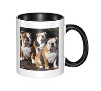 XKBFKLKMC Stylish English Bulldogs Printed 11 Oz Two Tone Ceramic Mugs | Colorful Inside Coffee Cup | Double Color Tea Drinking Mug for Home, Kitchen, and Office