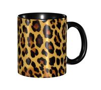 XKBFKLKMC Stylish Leopard Pattern Print 11 Oz Two Tone Ceramic Mugs | Colorful Inside Coffee Cup | Double Color Tea Drinking Mug for Home, Kitchen, and Office