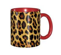 XKBFKLKMC Stylish Leopard Pattern Print 11 Oz Two Tone Ceramic Mugs | Colorful Inside Coffee Cup | Double Color Tea Drinking Mug for Home, Kitchen, and Office