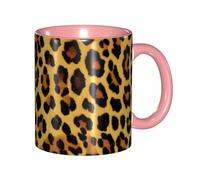 XKBFKLKMC Stylish Leopard Pattern Print 11 Oz Two Tone Ceramic Mugs | Colorful Inside Coffee Cup | Double Color Tea Drinking Mug for Home, Kitchen, and Office