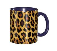 XKBFKLKMC Stylish Leopard Pattern Print 11 Oz Two Tone Ceramic Mugs | Colorful Inside Coffee Cup | Double Color Tea Drinking Mug for Home, Kitchen, and Office