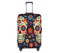 XKBFKLKMC Suitcase Covers Sugar Skulls Luggage Suitcase Cover Protector Luggage Washable Covers Elastic Travel Trolley Protector Cover Fits 18-32 Inch Luggage
