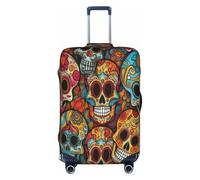 XKBFKLKMC Suitcase Covers Sugar Skulls Print Luggage Suitcase Cover Protector Luggage Washable Covers Elastic Travel Trolley Protector Cover Fits 18-32 Inch Luggage