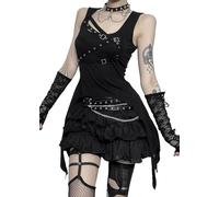 XKBHYD Ladies Grunge Punk Tank Tops Gothic Crop Tops for Women Y2K Sleeveless Emo Shirt Harajuku Aesthetic Shirt Black