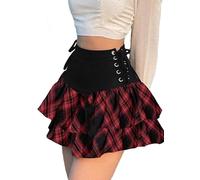 XKBHYD Womens Gothic Mini Skirt Grunge Punk Bandage Skirt Hight Waist Y2K E-Girl Skort Mall Goth Uniform Pleated Skater Skirt