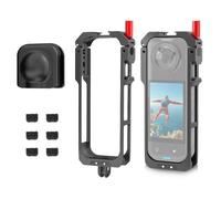 XKDAICH Metal Protective Cage for Insta360 X5, Aluminum Alloy Utility Frame with Silicone Lens Cover & 1/4" Thread Folding Fingers & Cold Shoe Mounts for Microphone/LED Light for Insta 360 Accessories