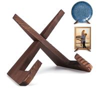 XKDOUS 6.5 Inch Plate Stand for Display Rustic Wooden Cookbook Holder Stand for Kitchen Decorative Picture Frame Holder Display Holder for Book, Easel