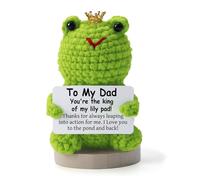 XKDOUS Gifts for Dad Christmas Birthday from Daughter Son, to My Dad Handmade Crochet Animal Plush with Crown, First Fathers Day for Step New Daddy, Valentine's Present from Wife