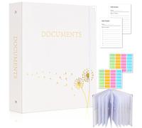 XKDOUS Important Document Organizer, Folio Folders with 9 Pockets, 3-Ring Binder Gold-Foiled Hardcover File Storage Organization Expanding File for 8.5x11 Papers, A4 Documents