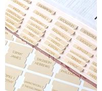 XKDOUS Leather Nude Beige Bible Tabs, Laminated Large Print Gold Foil Bible Tabs for Men Women, 75 Bible Chapter Tabs, Bible Index Tabs, Bible Book Tabs (Light Nude)
