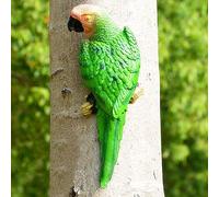 XKFLAUHM Bright Resin Parrot Statues and Figurines Home Decorations, Realistic Tropical Parrot Sculpture for Wall Decor, Tree, Patio, Garden, Outdoor Pool Statues DIY Bird Ornament(Green)