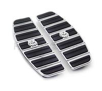 XKH Motorcycle Chrome Skull Zombie Rider Footboard Insert Kit- Traditional D Shape Fits TOURING FLHT FLT FLTR FLHR FLHS SOFTAIL FLSTC FLSTN FLSTF FLSTS