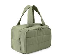 XKIILH Travel Toiletry Bag for Women, Large Lightweight Puffy Makeup Bag, Wide-open Wet-Dry Separation Organizer with Multi-Pocket & Carry Handle for Toiletries, Cosmetics, Essentials, Green, M
