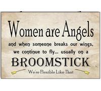 XKKLJH Women are Angels and When Someone Breaks Our Wings We Continue to Fly Aluminum Signs Funny Tin Sign Metal Art Poster Gift Home Cafe Bar Wall Decor Room Door Accessories 12x8 Inch