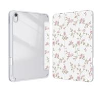 Xkladz Case for iPad (A16) 11th Generation (2025) 11 inch, iPad 10th Generation (2022) 10.9 inch, Case with Pencil Holder, Clear Back Cover Cute Design for Women Girl, Auto Sleep/Wake, Pink Flower