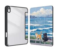 Xkladz Case for iPad (A16) 11th Generation (2025) 11 inch, iPad 10th Generation (2022) 10.9 inch, Case with Pencil Holder, Clear Back Cover Cute Design for Women Girl, Auto Sleep/Wake, Cute Cat