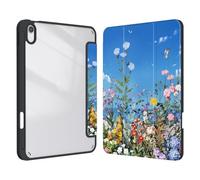 Xkladz Case for iPad (A16) 11th Generation (2025) 11 inch, iPad 10th Generation (2022) 10.9 inch, Case with Pencil Holder, Clear Back Cover Cute Design for Women Girl, Auto Sleep/Wake, Wildflower A