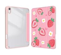 Xkladz Case for iPad (A16) 11th Generation (2025) 11 inch, iPad 10th Generation (2022) 10.9 inch, Case with Pencil Holder, Clear Back Cover Cute Design for Women Girl, Auto Sleep/Wake, Strawberry