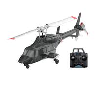 XKlemBauklode 1/53 Scale 2.4G RC Helicopter, Air-wolf 4CH Single Rotor Flybarless Mini RC Helicopter Model Kit with Optical Flow Altitude Hold for Kids Fun and Learning, Gift for Youth