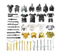 XKlemBauklode Medieval Weapon Pack Military Weapon Medieval Helmets, Armors Bricks, Military Soldier Weapons Accessories Pack Kits, DIY Assembly Building Blocks - (45PCS