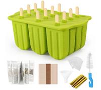 XKMiess Silicone Popsicle Molds, Ice Cream Molds Set, Homemade Toddler Popsicles for Kids, Para Paletas De Helado Kulfi BPA Free with 50 Sticks, 50 Bags, 50 Wire Ties