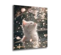 Xkogjo Diamond Painting, 5D Full Drill Cat Lake Diamond Art Kits Adults Kid, Crystal Art Kits of Painting, DIY Embroidery Cross Stitch Kit, for Home Living Room Wall Decorations, Gifts 70x95cm e-886