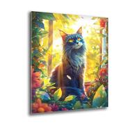 Xkogjo Diamond Painting, 5D Full Drill Plant Cat Diamond Art Kits Adults Kid, Crystal Art Kits of Painting, DIY Embroidery Cross Stitch Kit, for Home Living Room Wall Decorations, Gifts 50x70cm e-766