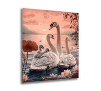 Xkogjo Diamond Painting, 5D Full Drill Swan Lake Diamond Art Kits Adults Kid, Crystal Art Kits of Painting, DIY Embroidery Cross Stitch Kit, for Home Living Room Wall Decorations, Gifts 70x95cm e-817