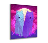 Xkogjo Diamond Painting, 5D Full Drill Wolf Moon Diamond Art Kits Adults Kid, Crystal Art Kits of Painting, DIY Embroidery Cross Stitch Kit, for Home Living Room Wall Decorations, Gifts 40x55cm e-838
